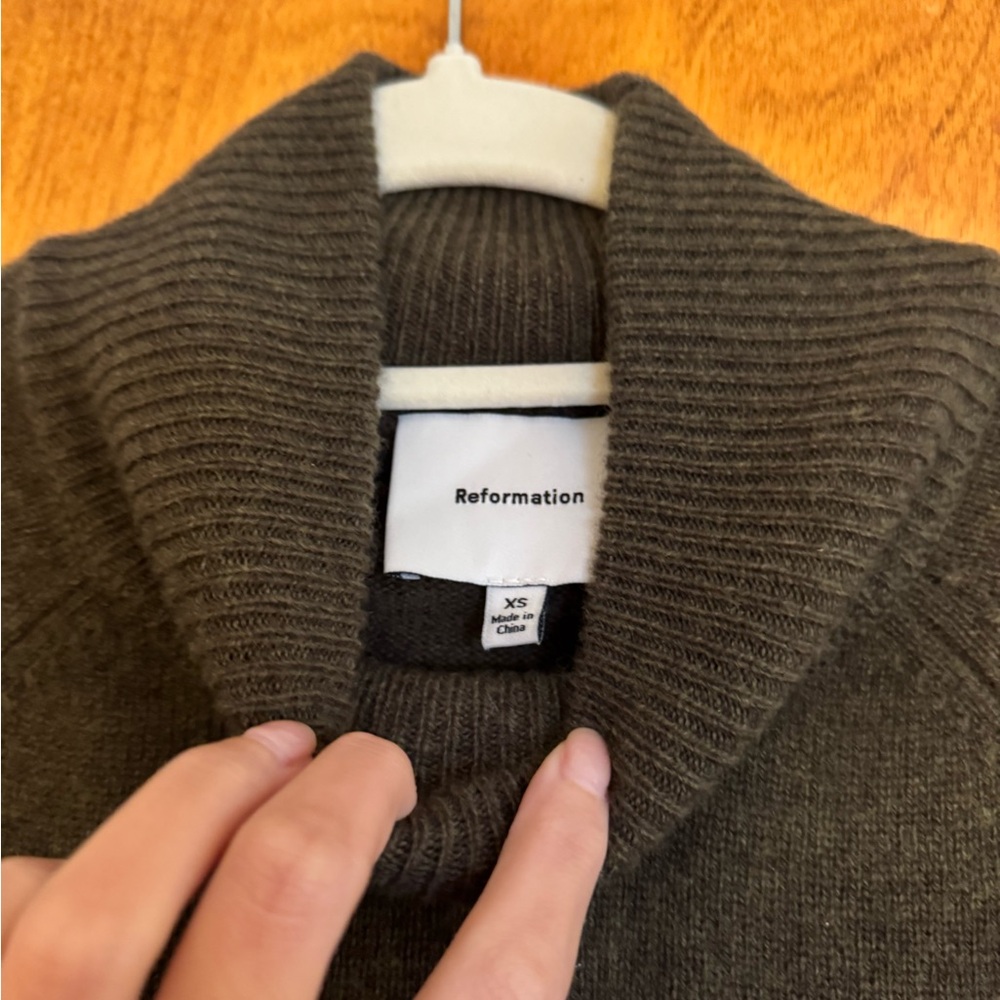 Reformation Tate Regenerative Wool Sweater Dress in Kelp XS - Picture 6 of 6
